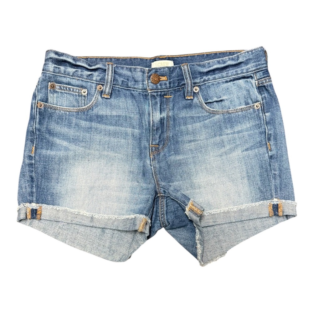 J.Crew Womens Denim Shorts Cuffed‎ Medium Wash 100% Cotton Size 25